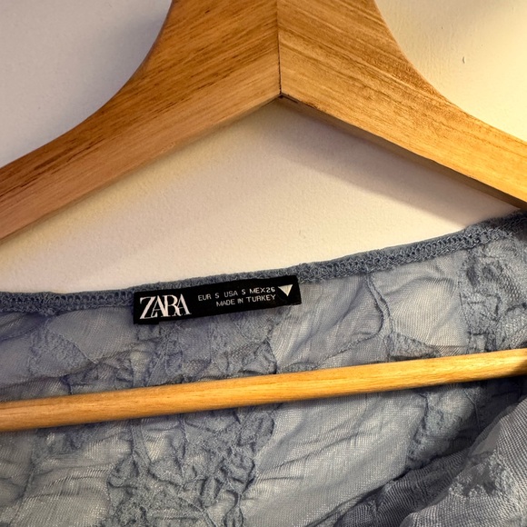 Zara Blue Textured Blouse - Picture 2 of 2